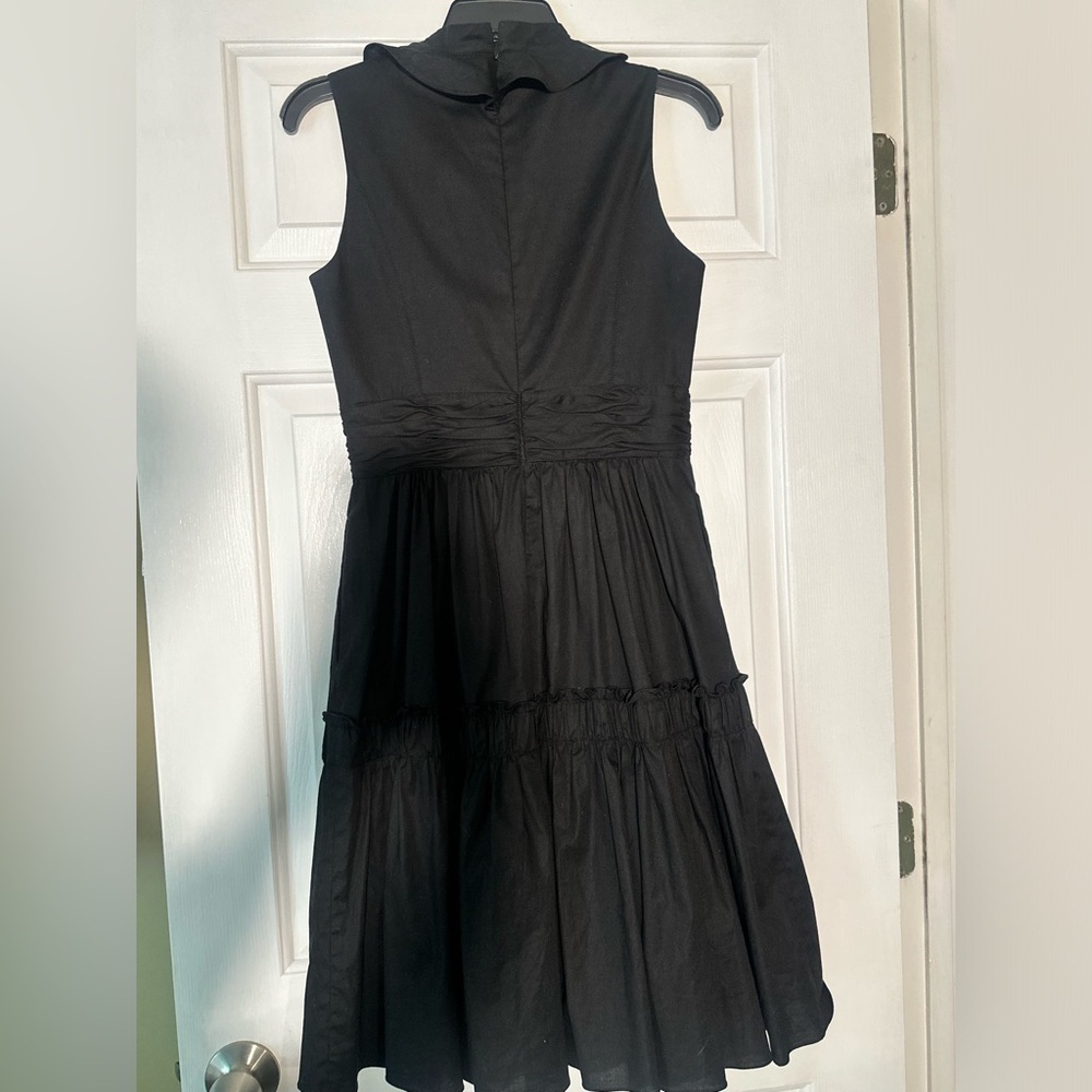 Kay Unger black cotton poplin dress with ruffles, size 4 - Picture 7 of 9